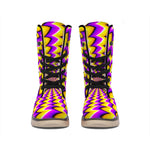 Yellow Dizzy Moving Optical Illusion Winter Boots