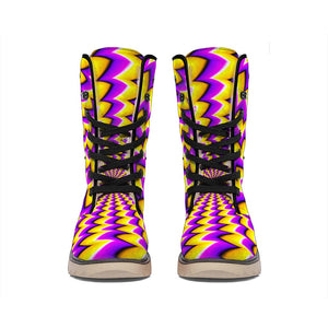 Yellow Dizzy Moving Optical Illusion Winter Boots
