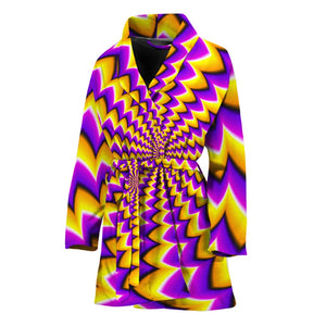 Yellow Dizzy Moving Optical Illusion Women's Bathrobe