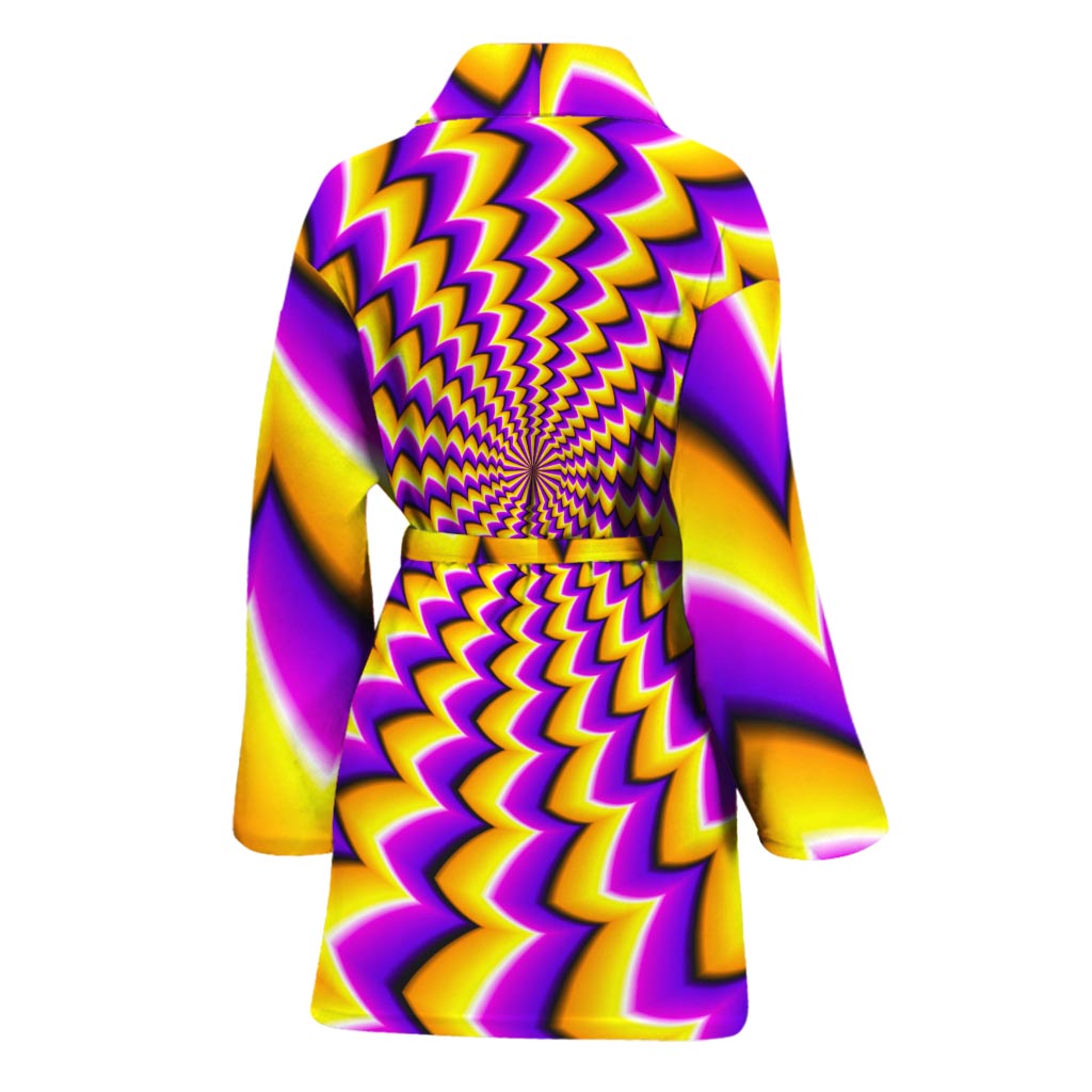 Yellow Dizzy Moving Optical Illusion Women's Bathrobe