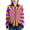 Yellow Dizzy Moving Optical Illusion Women's Bomber Jacket