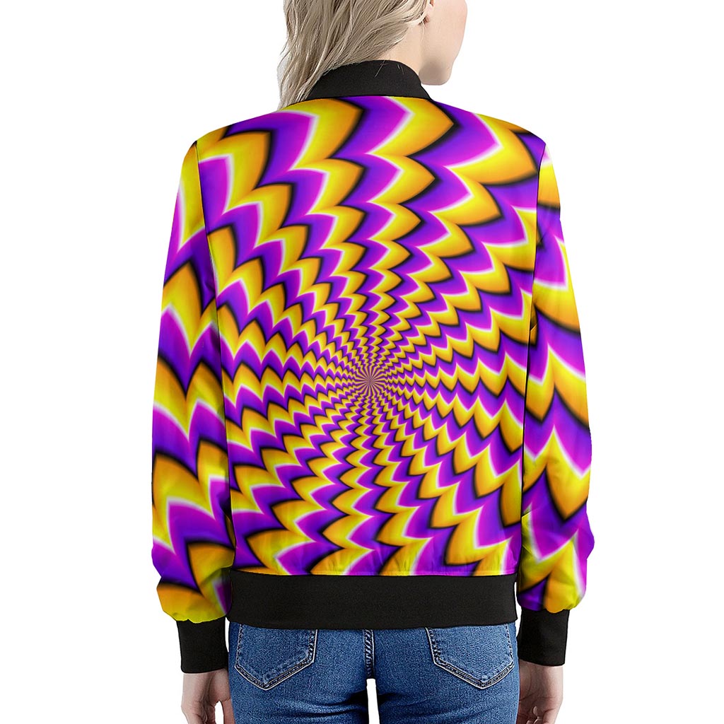 Yellow Dizzy Moving Optical Illusion Women's Bomber Jacket