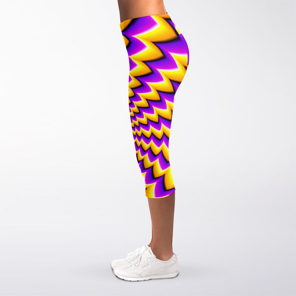 Yellow Dizzy Moving Optical Illusion Women's Capri Leggings