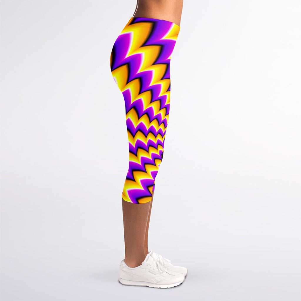 Yellow Dizzy Moving Optical Illusion Women's Capri Leggings