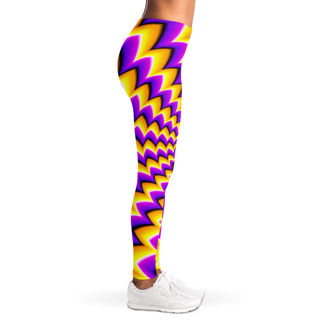 Yellow Dizzy Moving Optical Illusion Women's Leggings