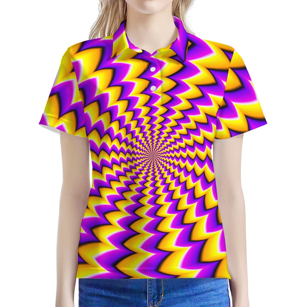 Yellow Dizzy Moving Optical Illusion Women's Polo Shirt