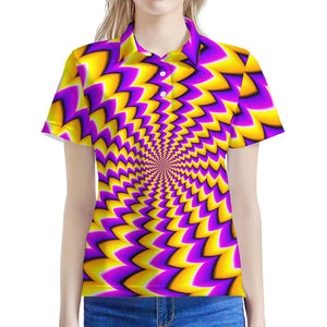 Yellow Dizzy Moving Optical Illusion Women's Polo Shirt