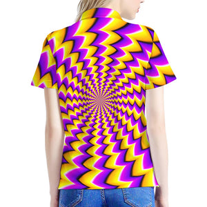 Yellow Dizzy Moving Optical Illusion Women's Polo Shirt