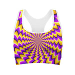Yellow Dizzy Moving Optical Illusion Women's Sports Bra