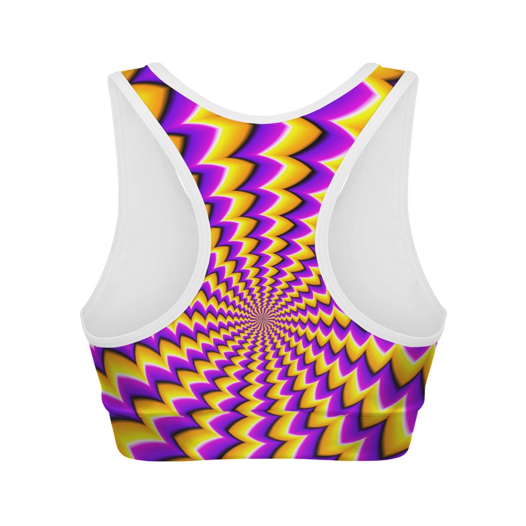 Yellow Dizzy Moving Optical Illusion Women's Sports Bra