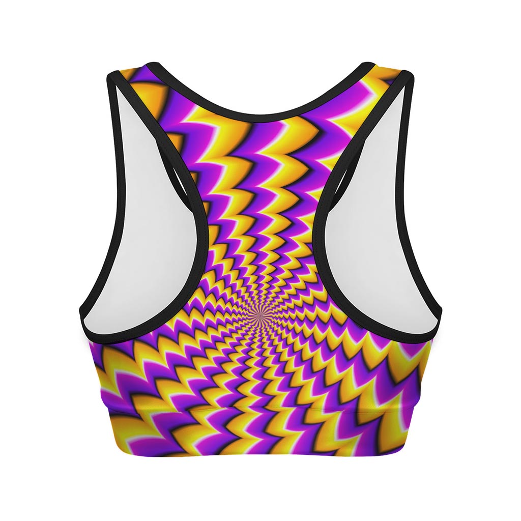 Yellow Dizzy Moving Optical Illusion Women's Sports Bra