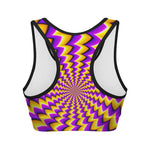 Yellow Dizzy Moving Optical Illusion Women's Sports Bra