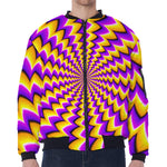 Yellow Dizzy Moving Optical Illusion Zip Sleeve Bomber Jacket