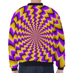 Yellow Dizzy Moving Optical Illusion Zip Sleeve Bomber Jacket