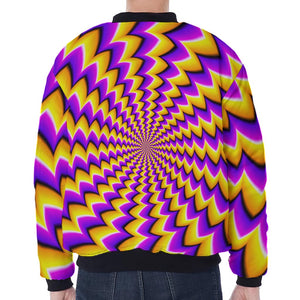 Yellow Dizzy Moving Optical Illusion Zip Sleeve Bomber Jacket