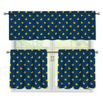 Yellow Duck Pattern Print 3 Piece Kitchen Curtains