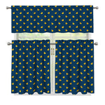 Yellow Duck Pattern Print 3 Piece Kitchen Curtains