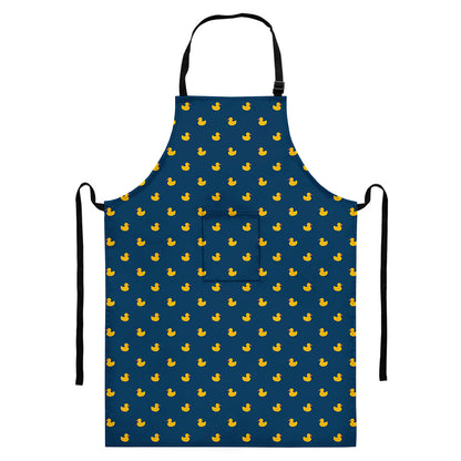 Yellow Duck Pattern Print Bib Apron With Pocket
