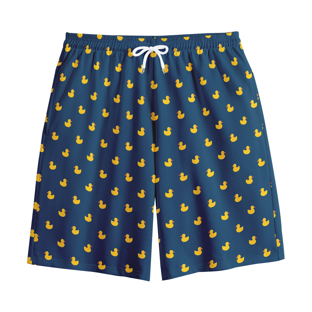 Yellow Duck Pattern Print Cotton Shorts