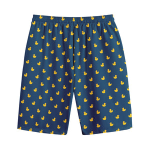 Yellow Duck Pattern Print Cotton Shorts