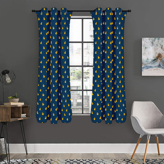 Yellow Duck Pattern Print Curtain