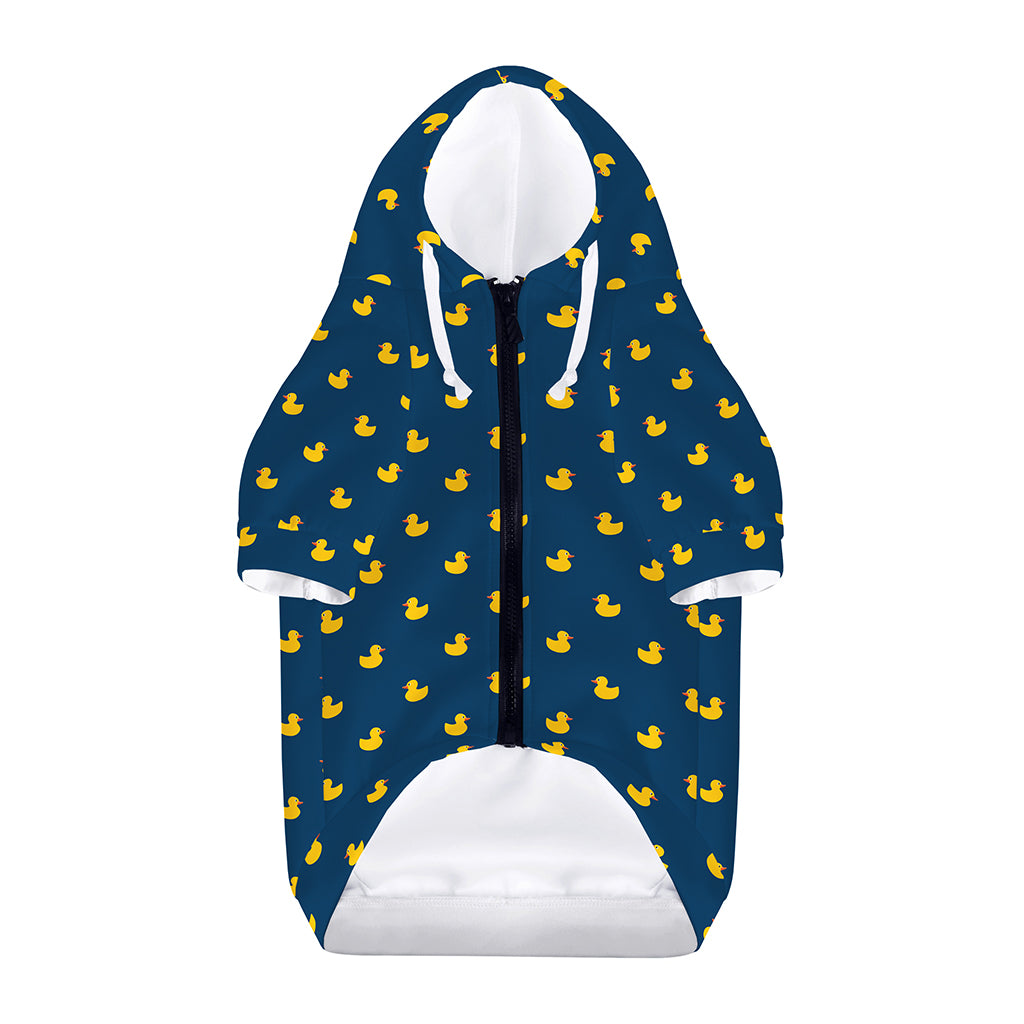 Yellow Duck Pattern Print Dog Zip Up Hoodie