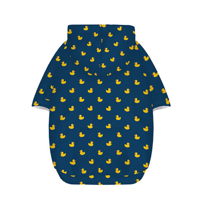 Yellow Duck Pattern Print Dog Zip Up Hoodie