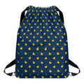 Yellow Duck Pattern Print Drawstring Backpack