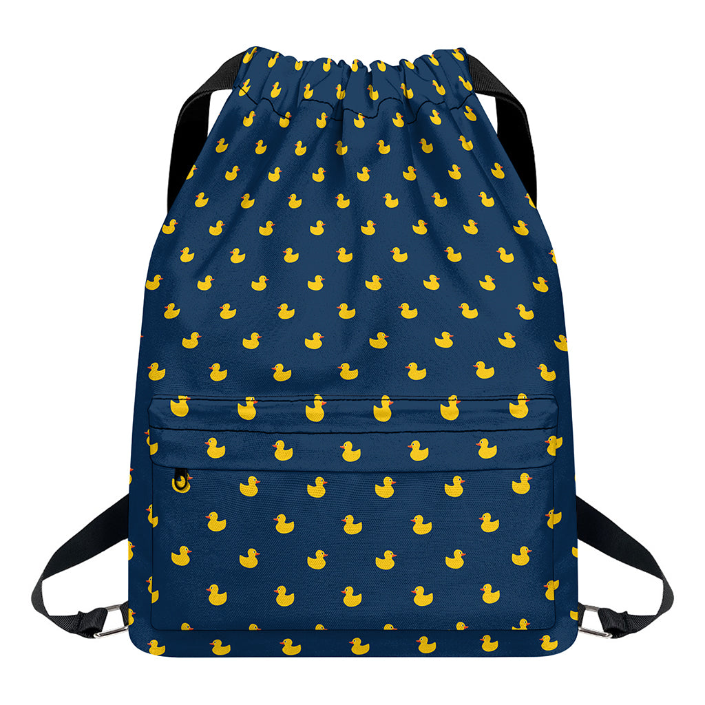 Yellow Duck Pattern Print Drawstring Backpack
