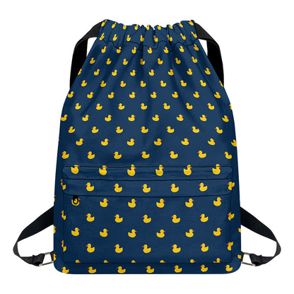 Yellow Duck Pattern Print Drawstring Backpack