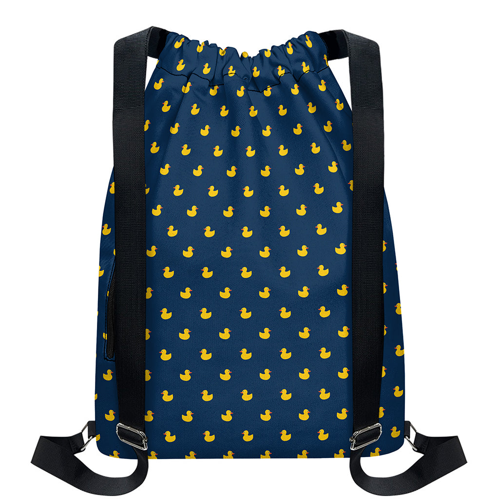 Yellow Duck Pattern Print Drawstring Backpack