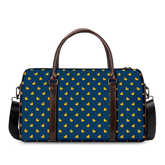 Yellow Duck Pattern Print Duffle Bag
