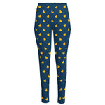 Yellow Duck Pattern Print High-Waisted Pocket Leggings