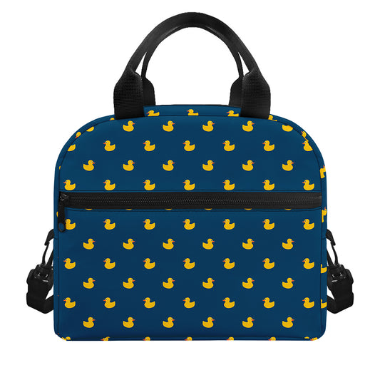 Yellow Duck Pattern Print Insulated Lunch Bag