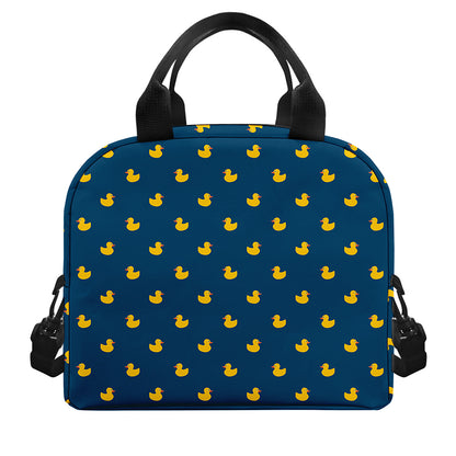 Yellow Duck Pattern Print Insulated Lunch Bag