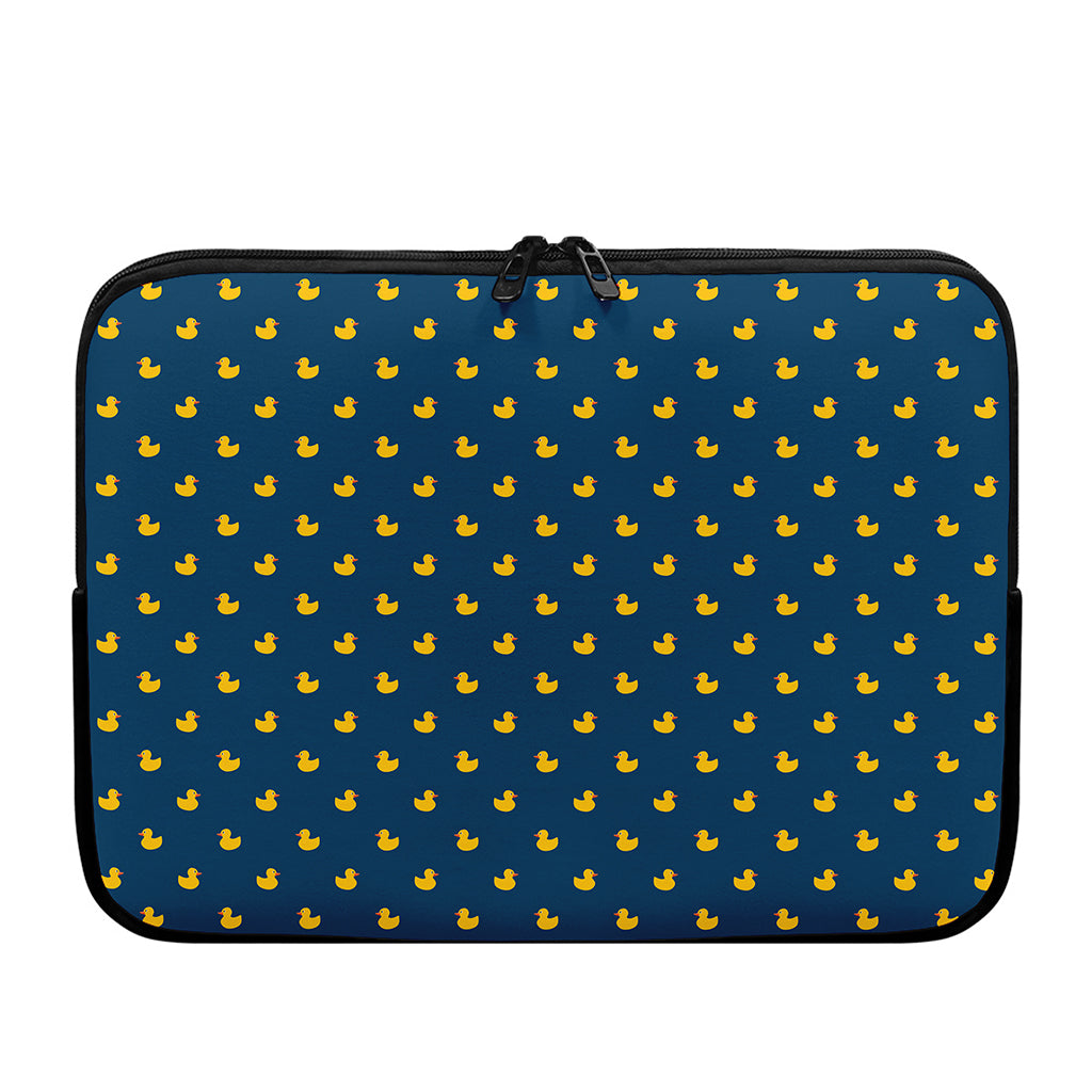 Yellow Duck Pattern Print Laptop Sleeve