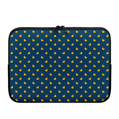 Yellow Duck Pattern Print Laptop Sleeve