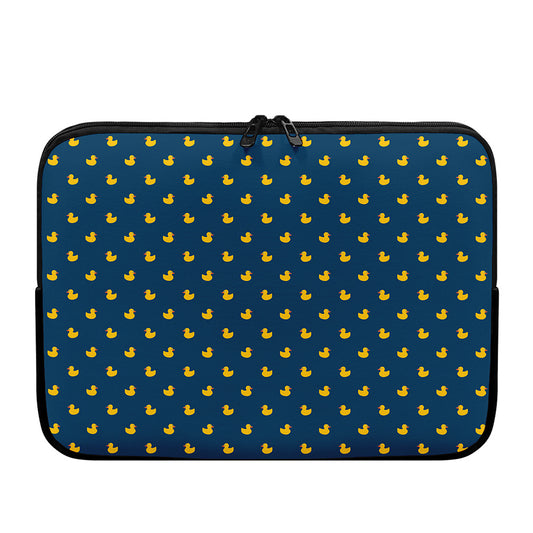 Yellow Duck Pattern Print Laptop Sleeve