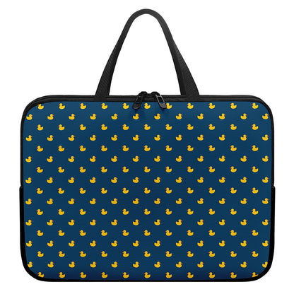 Yellow Duck Pattern Print Laptop Sleeve With Handle