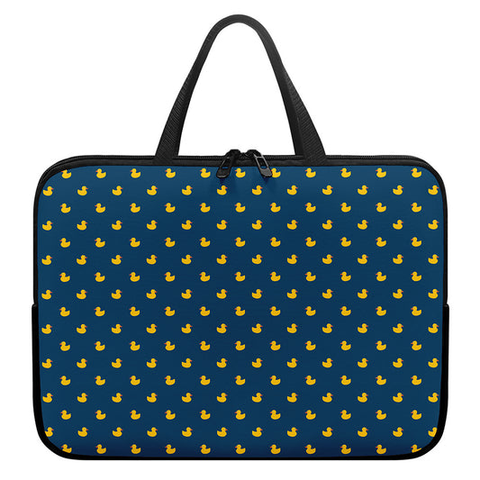 Yellow Duck Pattern Print Laptop Sleeve With Handle