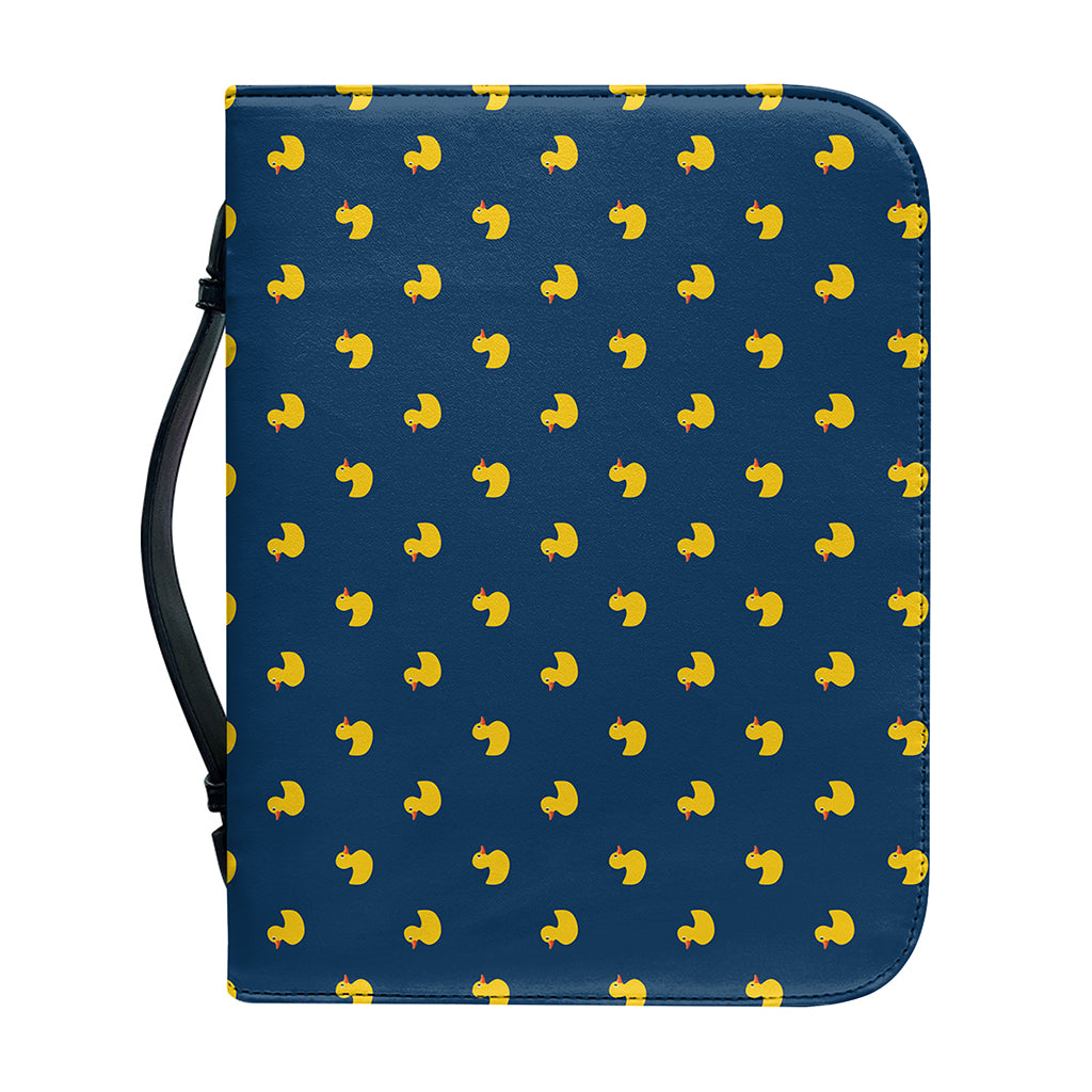 Yellow Duck Pattern Print Leather Bible Cover