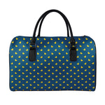Yellow Duck Pattern Print Leather Duffle Bag