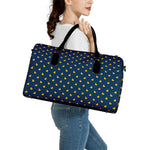 Yellow Duck Pattern Print Leather Duffle Bag