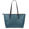 Yellow Duck Pattern Print Leather Tote Bag With Zipper