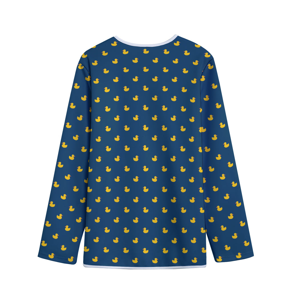 Yellow Duck Pattern Print Long Sleeve Short Coat