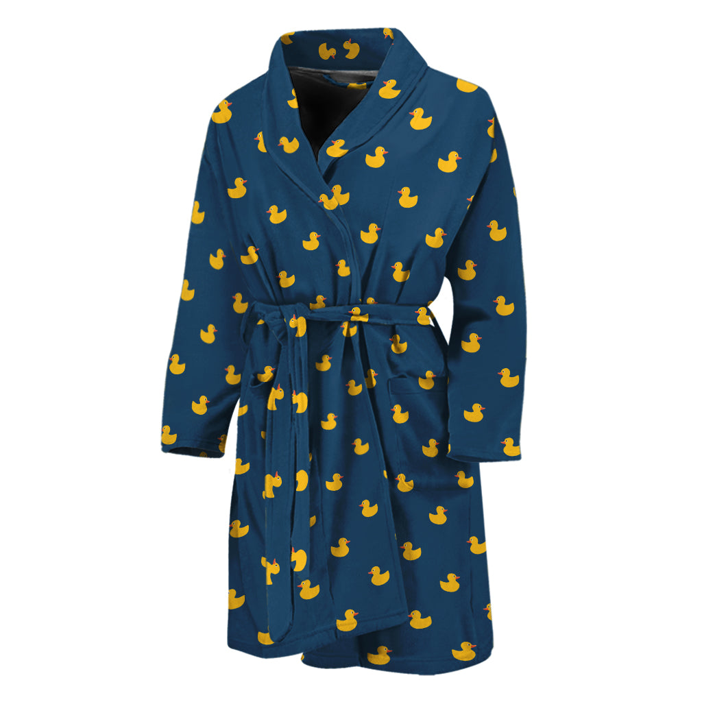 Yellow Duck Pattern Print Men's Bathrobe