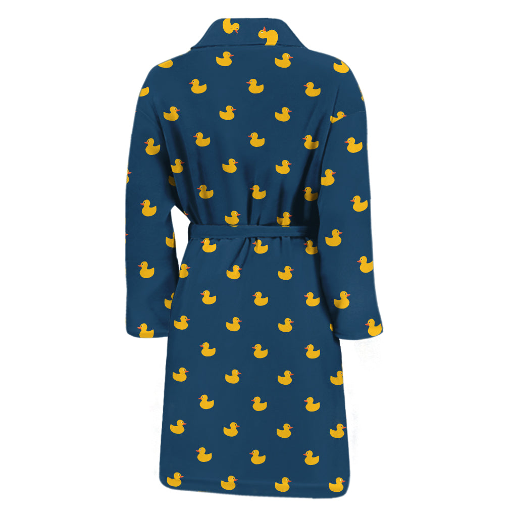 Yellow Duck Pattern Print Men's Bathrobe