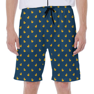 Yellow Duck Pattern Print Men's Beach Shorts