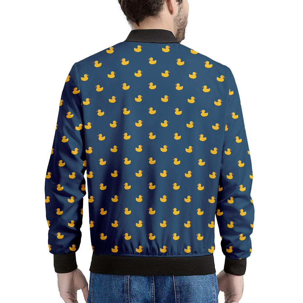 Yellow Duck Pattern Print Men's Bomber Jacket