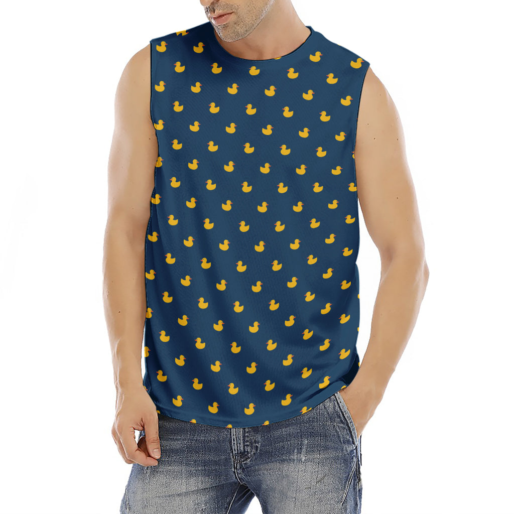 Yellow Duck Pattern Print Men's Fitness Tank Top